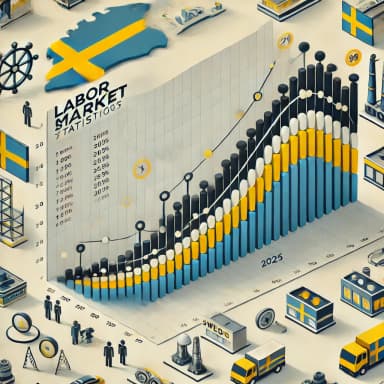 Bilden visar abstrakt svensk arbetsmarknadsstatistik i form av symboler och siffror